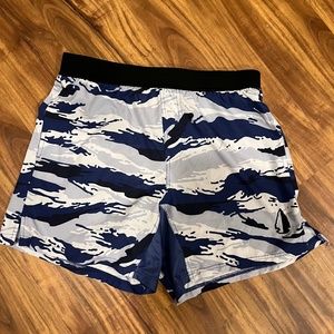 Tachuntfish Blue Tiger Stripe Athletic Shorts